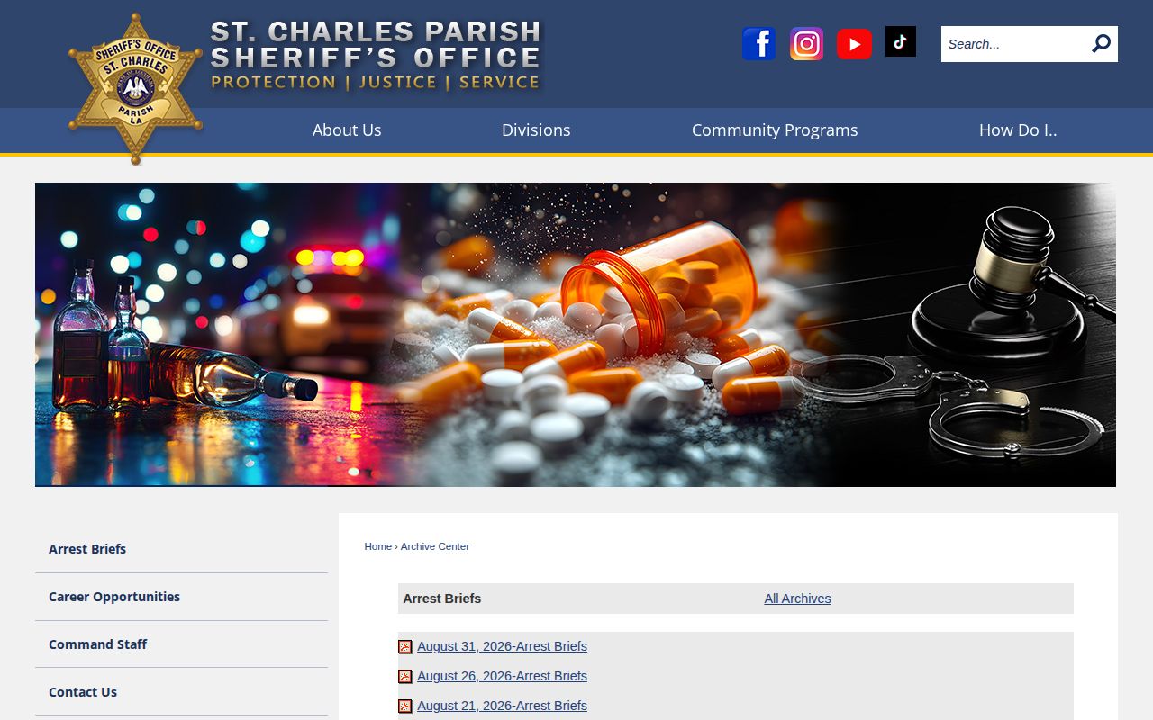 St. Charles Parish Sheriff dated Arrest Brief archive