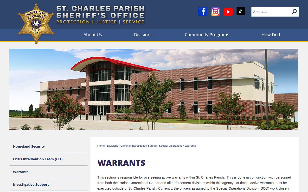 Official St. Charles Sheriff Warrants page