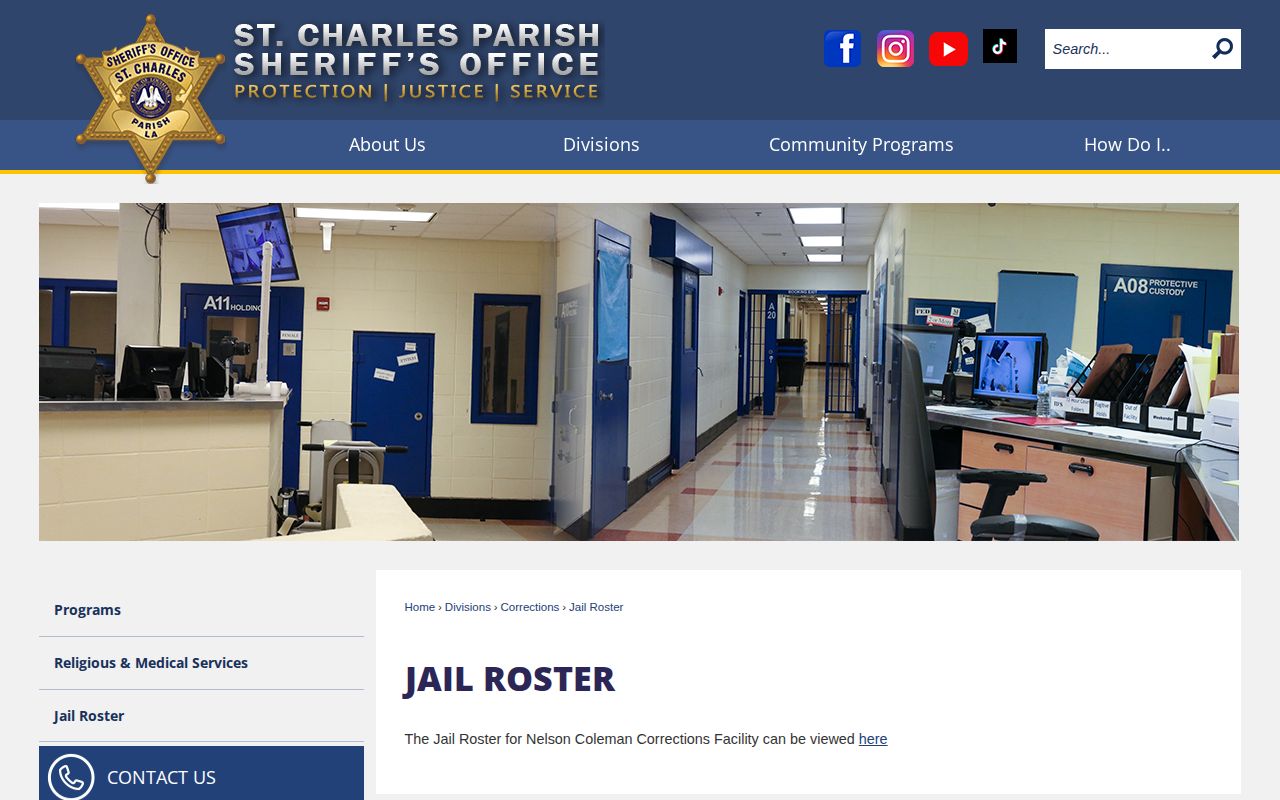 Official St. Charles Parish Sheriff Jail Roster landing page
