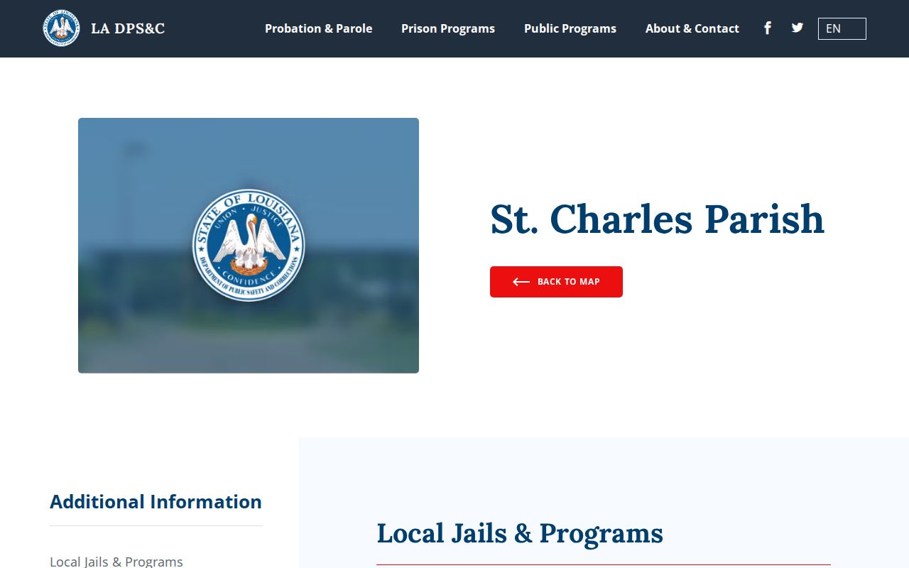 Louisiana corrections St. Charles facility page